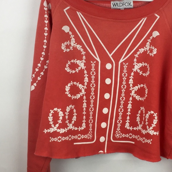 NWT WILDFOX Red Graphic Cropped Sweater - S1 - Picture 2 of 6